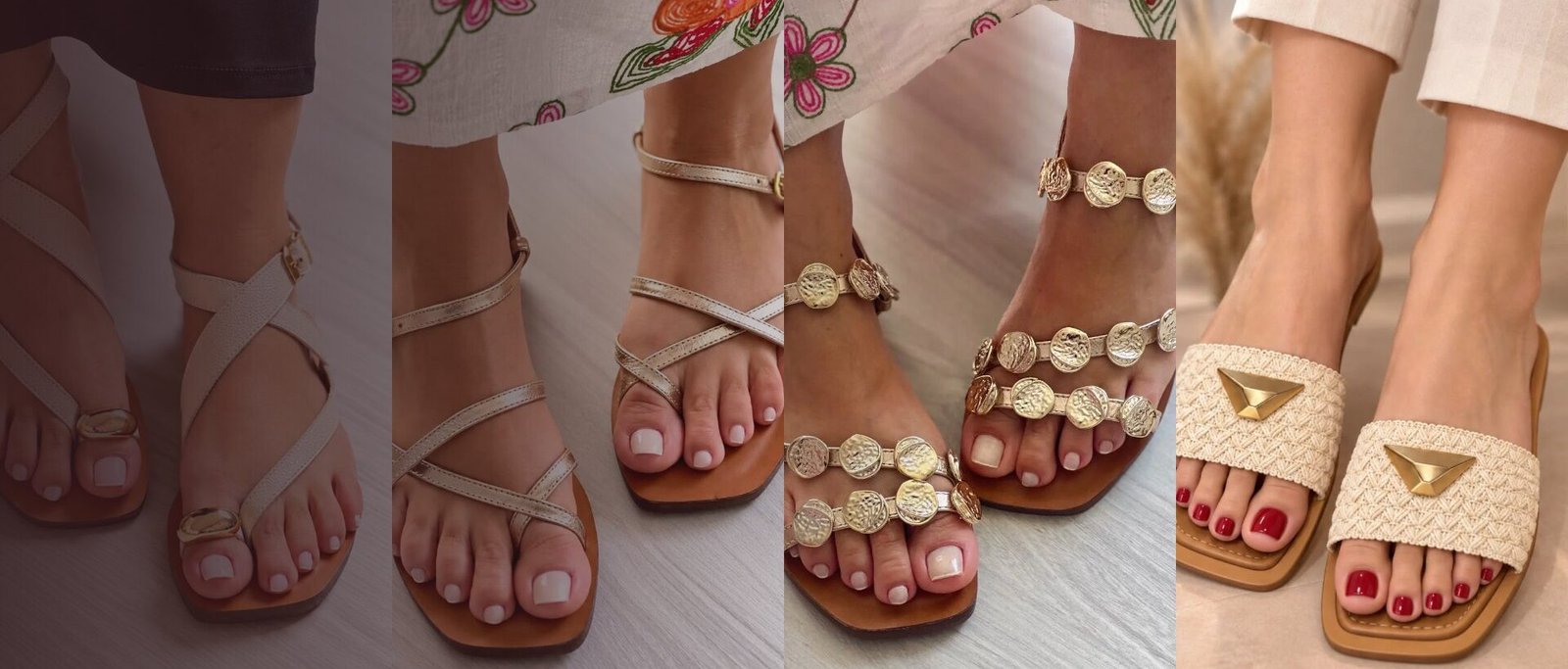 Rasteiras de couro e ráfia com 30% OFF
